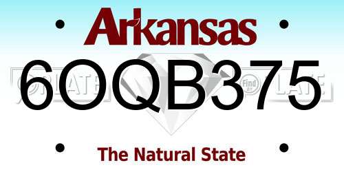 6OQB375 Arkansas License Plate