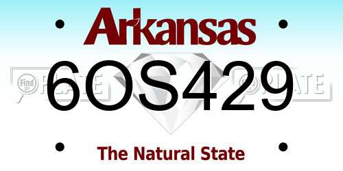 6OS429 Arkansas License Plate