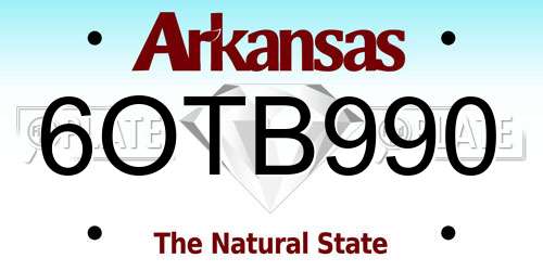 6OTB990 Arkansas License Plate