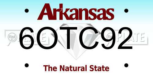 6OTC92 Arkansas License Plate