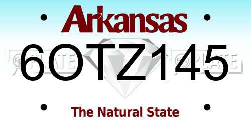 6OTZ145 Arkansas License Plate
