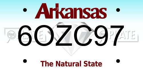 6OZC97 Arkansas License Plate