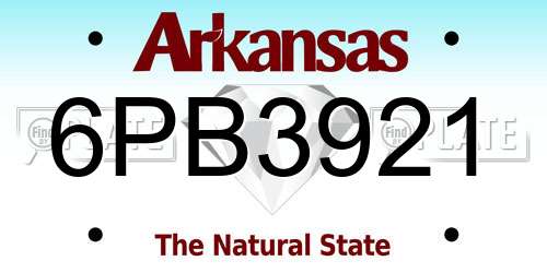 6PB3921 Arkansas License Plate