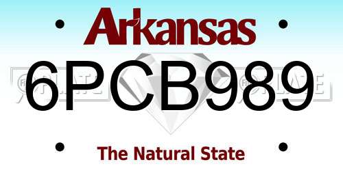 6PCB989 Arkansas License Plate