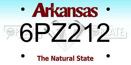 6PZ212 Arkansas License Plate