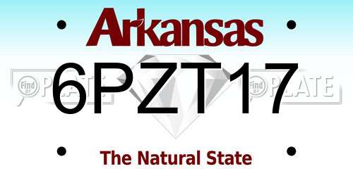 6PZT17 Arkansas License Plate