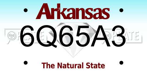 6Q65A3 Arkansas License Plate