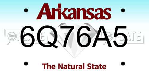 6Q76A5 Arkansas License Plate
