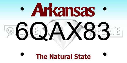 6QAX83 Arkansas License Plate