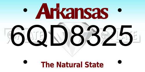 6QD8325 Arkansas License Plate