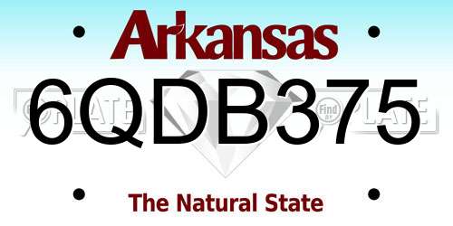 6QDB375 Arkansas License Plate