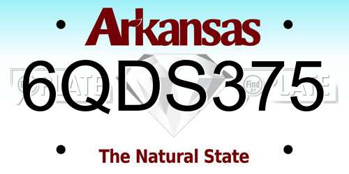 6QDS375 Arkansas License Plate