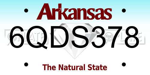 6QDS378 Arkansas License Plate