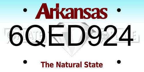 6QED924 Arkansas License Plate