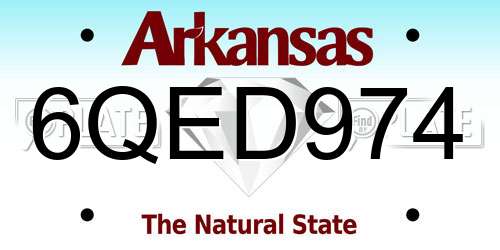 6QED974 Arkansas License Plate