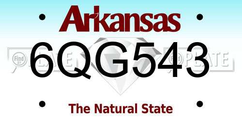 6QG543 Arkansas License Plate