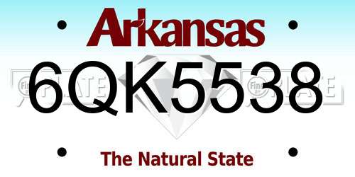 6QK5538 Arkansas License Plate