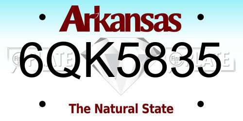 6QK5835 Arkansas License Plate
