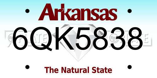 6QK5838 Arkansas License Plate