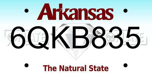 6QKB835 Arkansas License Plate