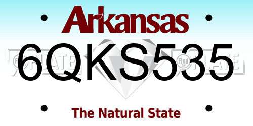 6QKS535 Arkansas License Plate
