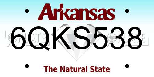 6QKS538 Arkansas License Plate