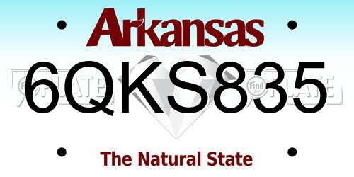 6QKS835 Arkansas License Plate