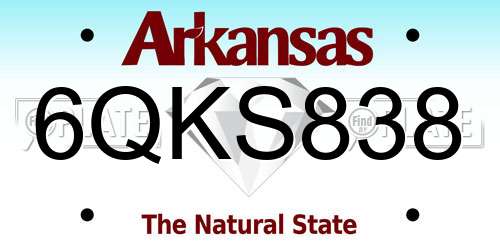 6QKS838 Arkansas License Plate