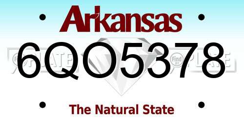 6QO5378 Arkansas License Plate