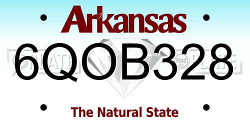 6QOB328 Arkansas License Plate