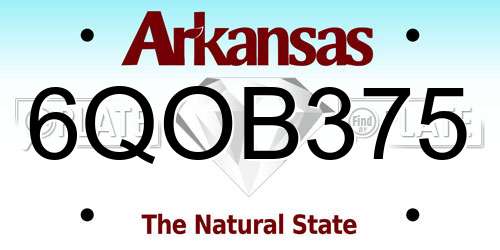 6QOB375 Arkansas License Plate