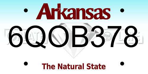 6QOB378 Arkansas License Plate