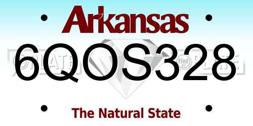 6QOS328 Arkansas License Plate