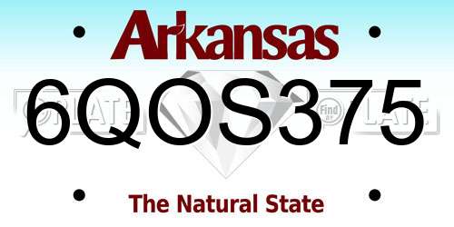 6QOS375 Arkansas License Plate