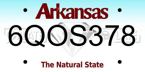 6QOS378 Arkansas License Plate
