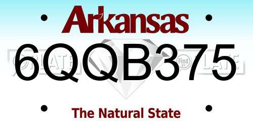 6QQB375 Arkansas License Plate