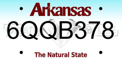 6QQB378 Arkansas License Plate
