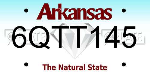 6QTT145 Arkansas License Plate
