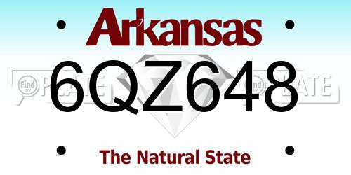 6QZ648 Arkansas License Plate