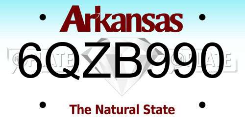 6QZB990 Arkansas License Plate