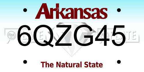 6QZG45 Arkansas License Plate
