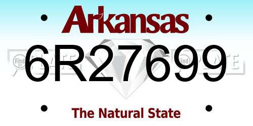 6R27699 Arkansas License Plate