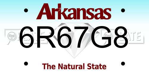 6R67G8 Arkansas License Plate