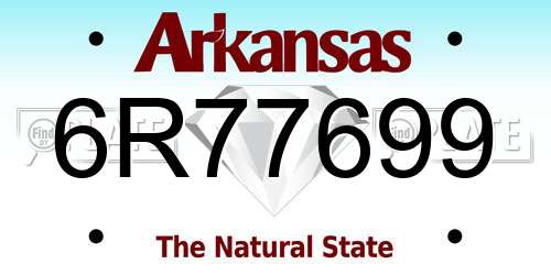 6R77699 Arkansas License Plate