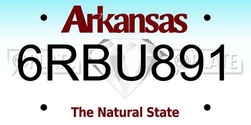 6RBU891 Arkansas License Plate