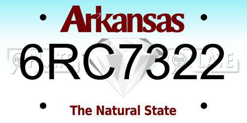 6RC7322 Arkansas License Plate