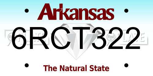 6RCT322 Arkansas License Plate