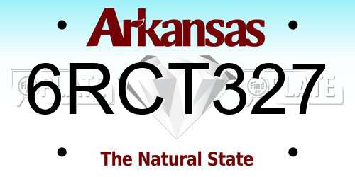 6RCT327 Arkansas License Plate
