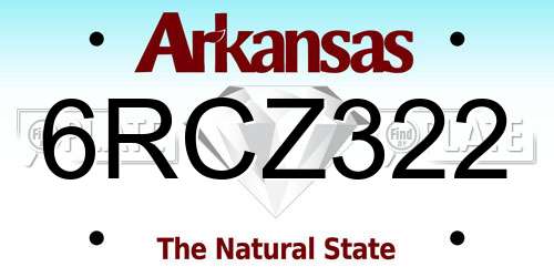 6RCZ322 Arkansas License Plate