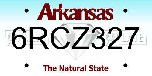 6RCZ327 Arkansas License Plate